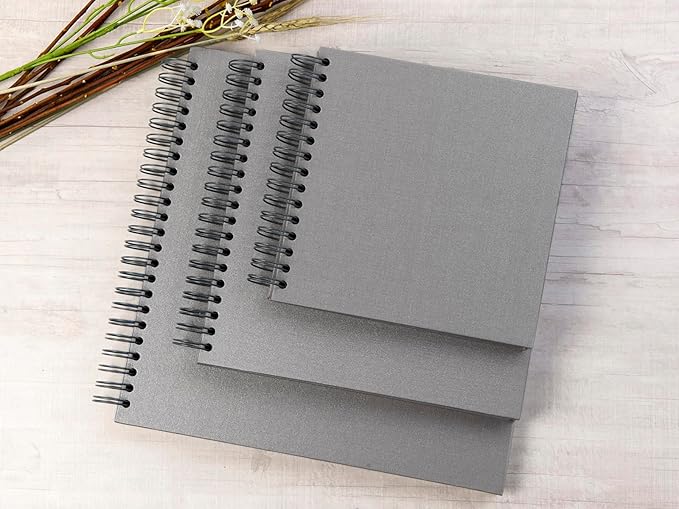 potricher 12 x 12 Inch Large DIY Scrapbook Photo Album 80 Pages Thick Kraft Blank Gray Paper Memory Book for Wedding and Anniversary Family (Gray, 12 Inch)