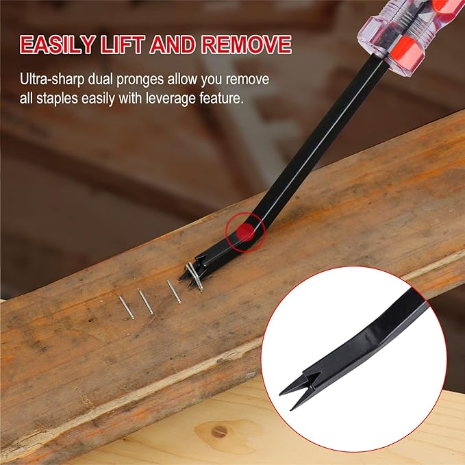 Staple Remover Tool, 2-Pack Upholstery Staple Puller with Double Prongs, Tack & Nail Lifter for Furniture, Floor, Wooden Case, Photo Frame, Carpet