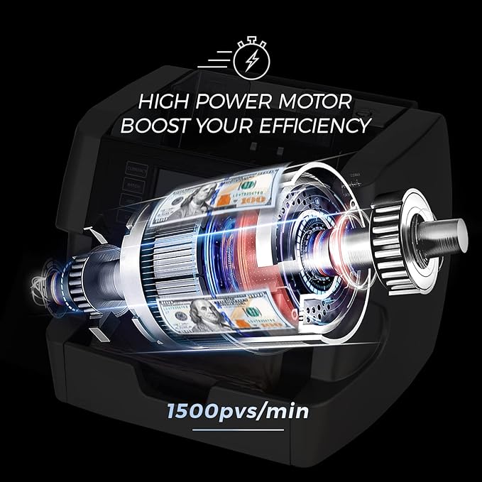 NUCOUN VC-7 Bank Grade Money Counter Machine Mixed Denomination,Value Counting,Mulit Currency,Printer Enabled,Serial Number,Cash Bill Counter 2CIS/UV/IR/MG/MT Counterfeit Detection, Cash Counter