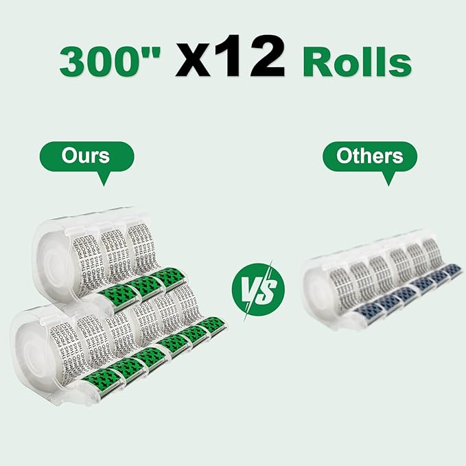 Double Sided Tape for Gift Wrapping with Dispenser, 3/4 in x 300 in, Double Stick Tape 12 Pack, Christmas Wrapping Paper Tape, Linerless, Office and School Supplies