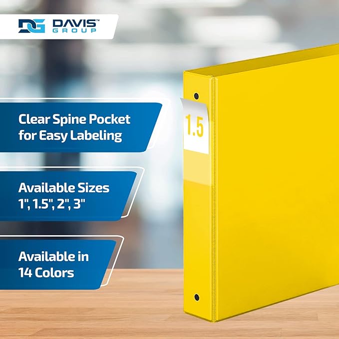 Premium Economy 6-Pack 3-Ring Binders for School or Office, Round-Ring Binders, 1.5 Inch, Yellow