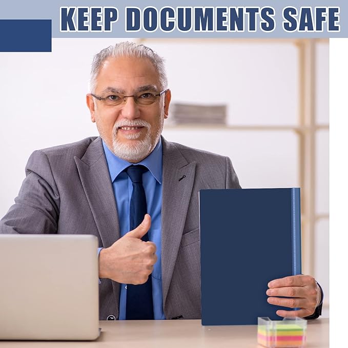 Teling 48 Pcs Clear Front Report Covers with Prongs Plastic Presentation Folders 3 Prong Resume Portfolio Folder for School(Navy Blue)