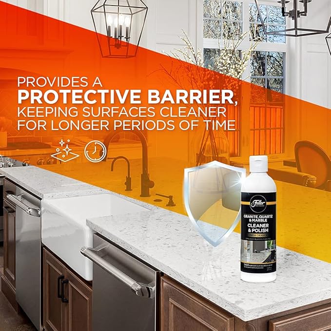 Fuller Brush Countertop Cleaner & Polish - Multi Surface Cleaner - Cleans, Polishes and Protects Granite Quartz Marble Glass Laminates Metal and Other Surfaces Refreshing Orange Scent Removes Odor (2 Pack)