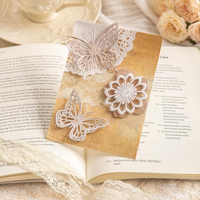 Vintage Floral Scrapbook Paper Set, 150 PCS Textured Craft Paper Kit with Glue Tape for Journaling, Scrapbooking, DIY Crafts, and Art Supplies