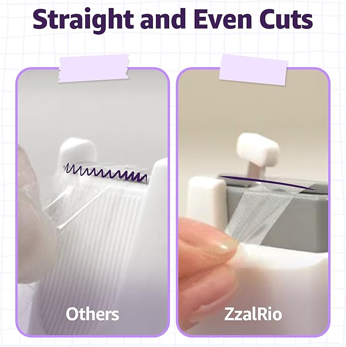 Cute Safety Tape Dispenser (White) 1" Core - Easy, One-Hand Use Roller With Hidden Blade and Non-Skid Pad - Cute School and Office Supplies - Refillable - Tape Included