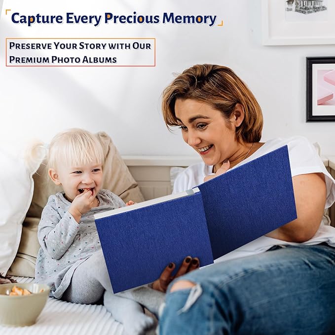 Photo Album Self Adhesive Scrapbook,120 Pages Large Photo Book for 4x6,5x7,8x10 Pictures,DIY Album for Baby Wedding Family Travel Birthday,with Metallic Pen and Scraper