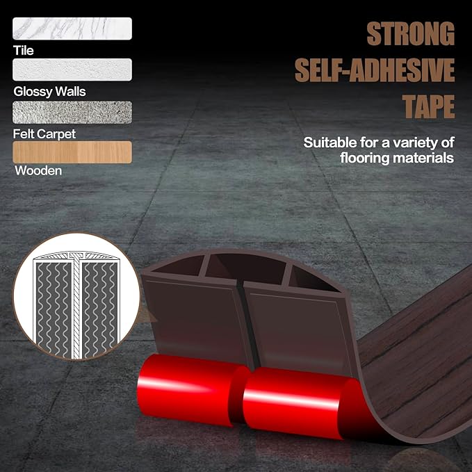 Floor Cord Cover Cavity 0.8"x0.37" Self Adhesive Cord Hider, 3.3FT Low Profile Cable Management, Extension Strip Protector for Wires, Prevent Cable Trips for Offices, Gyms, Exhibitions (Black Wood)