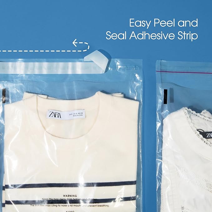 Spartan Industrial - 8" X 10" (1000 Count) Self Seal Clear Poly Bags with Suffocation Warning - Permanent Adhesive