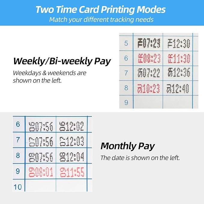 Time Clock Bundle with 200 Time Cards, 4 Ink Ribbons, 2 Ten-Slot Time Card Racks, & 2 Security Keys, Auto-Align Employee Time Clocks for Small Business