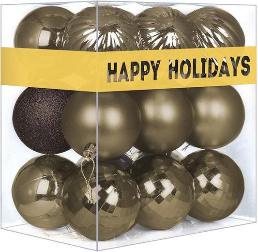 Vintage Copper 1.6" Small Christmas Balls Christmas Tree Decoration Ornaments Shatterproof Hanging Balls for Birthday Halloween Holiday Wedding Decorations Set of 24pcs