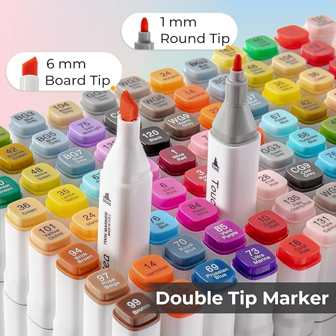 Y YOMA 80 Color Alcohol Markers Dual Tip Art Drawing Coloring Marker Permanent Sketch School Supplies Aesthetic Gift for Kids Adults Comic Anime Manga Illustration