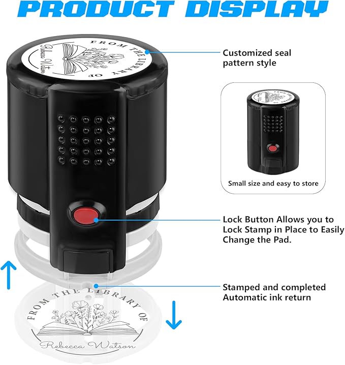 Custom Self-Inking Stamps | Personalized Book Stamp Gift for Book Lovers | 5 Ink Colors (Style12)