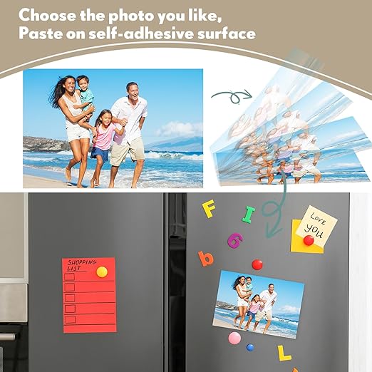 Macarrie 4 x 6 Adhesive Magnetic Sheets with Adhesive Backing Cuttable Magnetic Paper Stickers Flexible Peel and Stick for Picture Crafts Die Storage Photos(200 Pcs)