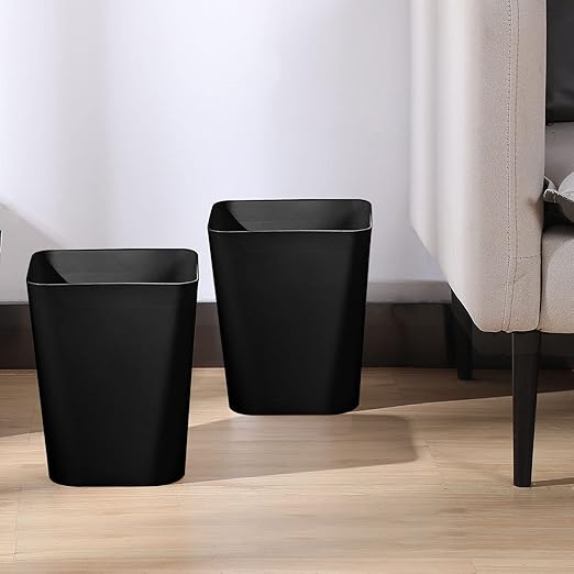 Hoolerry 9 Pieces Garbage Can 2 Gallon Small Trash Cans Bulk Bathroom Trash Bin Plastic Wastebasket Square for Bedroom Slim Bathroom Trashcan Small Container for Kitchen Office Home Rooms(Black)