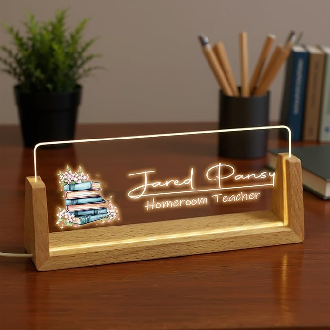 Custom Desk Name Plate,Light Up Acrylic Office Sign, Personalized Gift for Boss Coworker Teacher, Employee Appreciation Award, Home Office Decor