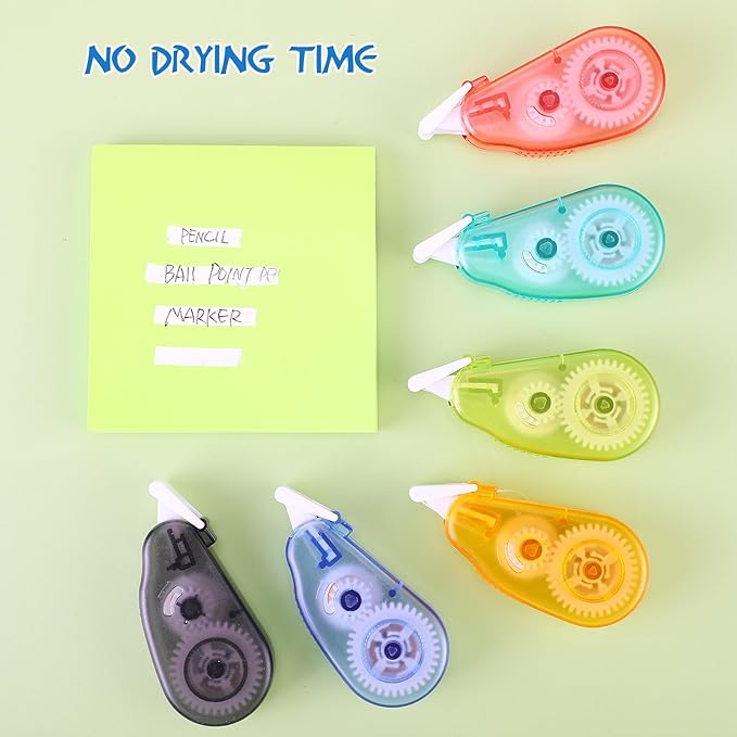 Chivao 100 Pack Mini Correction Tape Bulk Ink Corrector Eraser Tape Set Cute Aesthetic Colorful Instant Correction Applicator for Office School Student Stationery Supplies, 0.2 x 158 Inch(Candy Color)
