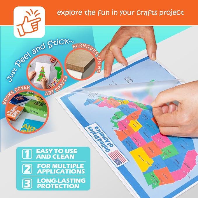 Olivo 2 Pack Clear Contact Paper Roll for Books Crafts 17.5in x 10ft Peel and Stick Adhesive Book Cover Plastic Protector