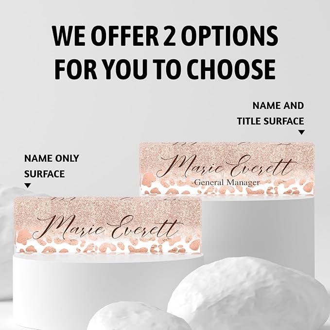 Personalized Name Plate for Desks, Custom Desk Name Plates, Acrylic Name Plate Office Desk Accessories, Personalized Office Gifts for Coworkers Teachers, Employee Appreciation Gifts (B-Leopard Print)