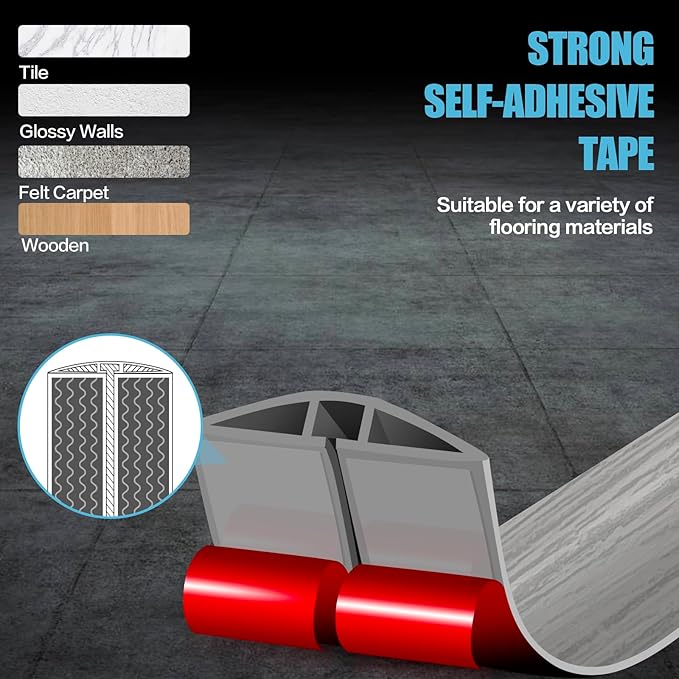 Floor Cord Cover Cavity 0.8"x0.37" Self Adhesive Cord Hider, 3.3FT Low Profile Cable Management, Extension Strip Protector for Wires, Prevent Cable Trips for Offices, Gyms, Exhibitions (Gray Wood