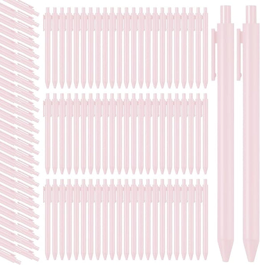 Teling 100 Pcs Ballpoint Pens Retractable Comfortable Cute Stylish Writing Pens in Medium Point 1.0 mm for Office Supplies(Pale Pink)