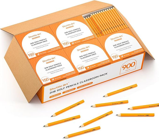 Shuttle Art 900 Pack #2 HB Golf Pencils, Wood-cased 3.5” Mini Pencils Bulk, Pre-sharpened Small Pencil for Kids Teachers Writing Marking Sketching, Classroom Essentials, Back to School Supplies