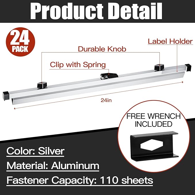 Estune 24 Pcs Blueprint Hanging Clamps Binding Strips Storage for Construction Paper Poster Plans Drawings Arts (24 Inches)