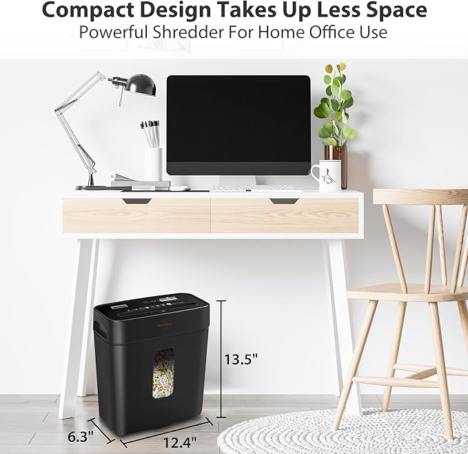 Shredder for Home Use 8-Sheet Cross-Cut Paper Shredder with P-4 Higher Security,Shred Card/Clip/Staple,Small Document Shredding Machine for Home Office Heavy Duty with Jam Proof,3.04-Gal Bin