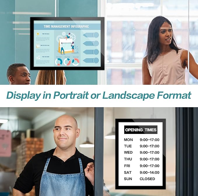 Acrylic Sign Holder 8.5x11 Wall Mount - 5 Pack Adhesive Frames, Magnetic Frame, Document & Picture Holder for Wall, Door, Glass Acrylic Frame with Strong Magnetic Sign Holder