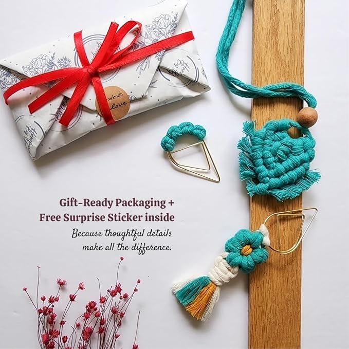 Set of 3 Whimsical Bookmark | Book tabs Classroom Must Haves Crochet Flower Bookmark Paper Clips Bullet Journal Tassels for Bookmarks Cute Things Teacher Must Haves