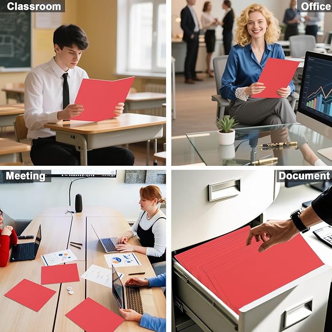 Folders with Pockets, LAYZZ 60 Pack Paper Pocket Folders, 2 Pocket File folders Fits Letter Size Paper, for School Office and Home (Red)