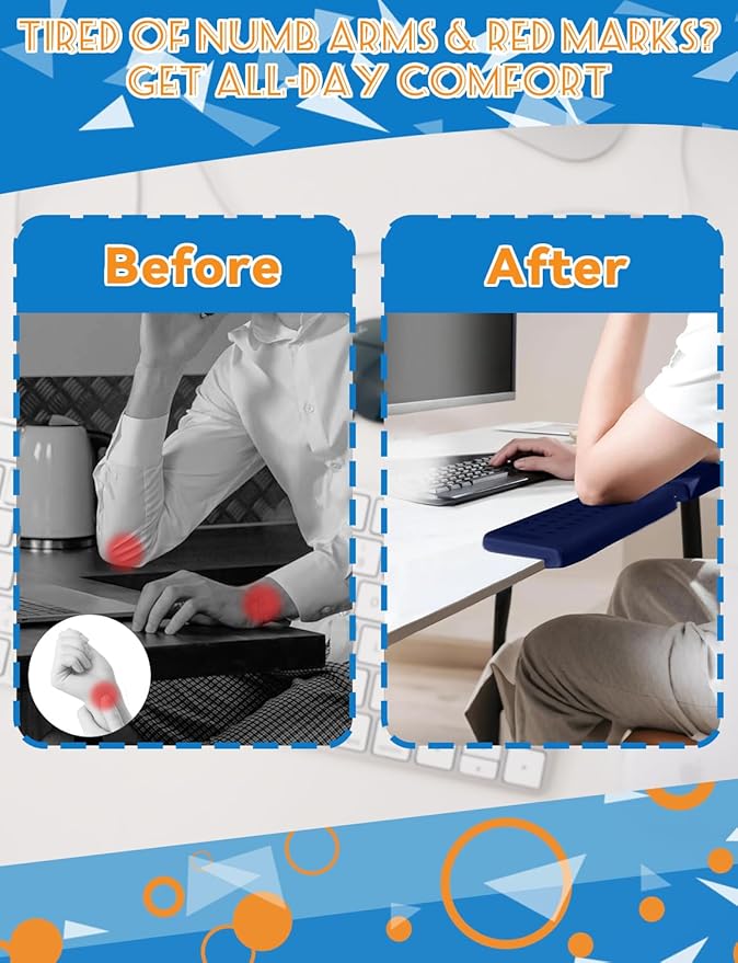 L-Shaped Ergonomic Keyboard Wrist Rest, Wrist Rest for Mouse, Wrist Pad Computer Wrist Support Designed Specifically for Comfortable Typing and Pain Relief, for Computer,Gaming, Office (Blue)