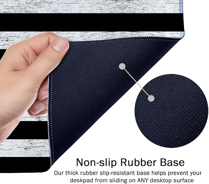 SSOIU Extended Gaming Mouse Pad (35.5x15.7 in), Large Stable Rubber Base Mousepad with Stitched Edges, Keyboard Mouse Mat Desk Pad for Work, Game, Office, Home - Fire Fighter Thin Red Line Flag