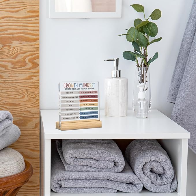 Therapy Office Decor, School Counselor Gifts, Counselor Office Desk Decor, Gifts for Women Therapist Psychologist School Counselors, Halloween Christmas Gift Growth Mindset Acrylic Sign