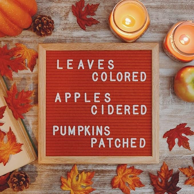 Felt Like Sharing Square Letter Board (Rusty Red Felt - 10”x10”) – Changeable Message Board with 3 Sets of Felt Board Letters – Statement Wall Sign for Quotes, Home or Holiday Decor In Oak Frame