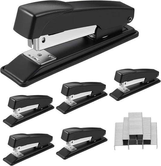 6 Pack Metal Desktop Staplers, 20 Sheet Capacity Heavy Duty Stapler for Classroom Office Desk Accessories Teacher Supplies (Black)
