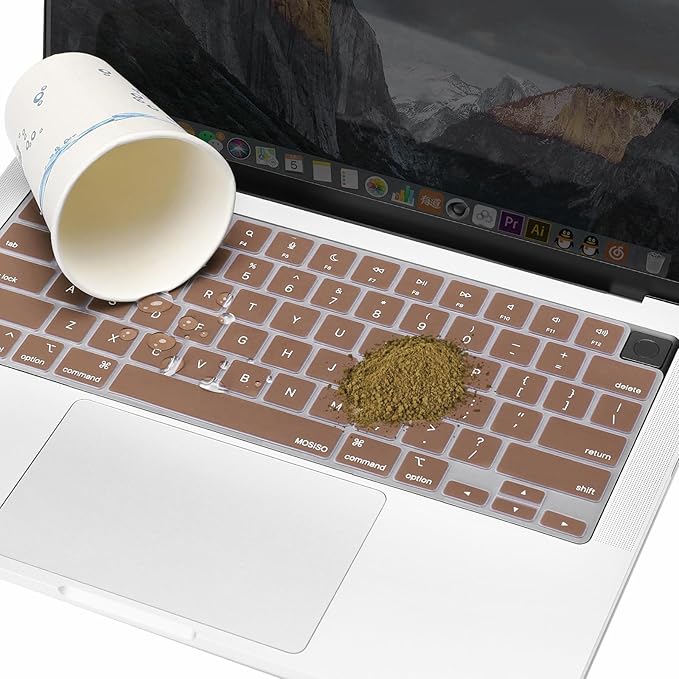 MOSISO Keyboard Cover Skin Compatible with MacBook Air 15 inch M3 A3114 M2 A2941/Air 13.6 A3113 A2681/Pro 14/16 M4 M3 M2 M1, Caramel Brown