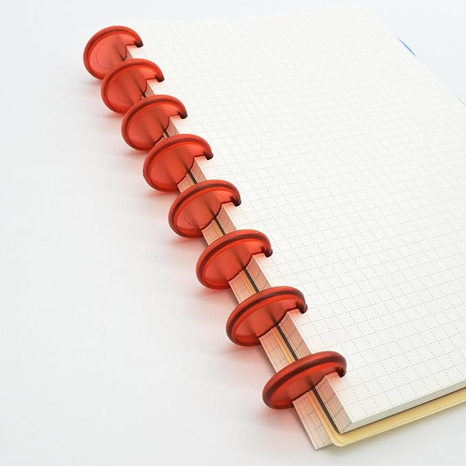 100pcs Discbound Notebook Discs DIY Planner Accessories fits for Tul,Levenger,Arc,Happy Planner,Talia(Transparent Red,1.1inch/28mm)