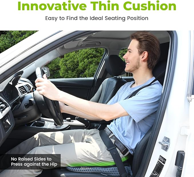 Soft Dense Memory Foam Car Seat Cushion for Driving - Seat Cushion for Car Seat Driver with Wedge Design & Raised Back to Broaden Vision, Provides Comfort for Lower Back & HIPS (Passenger Use Too)