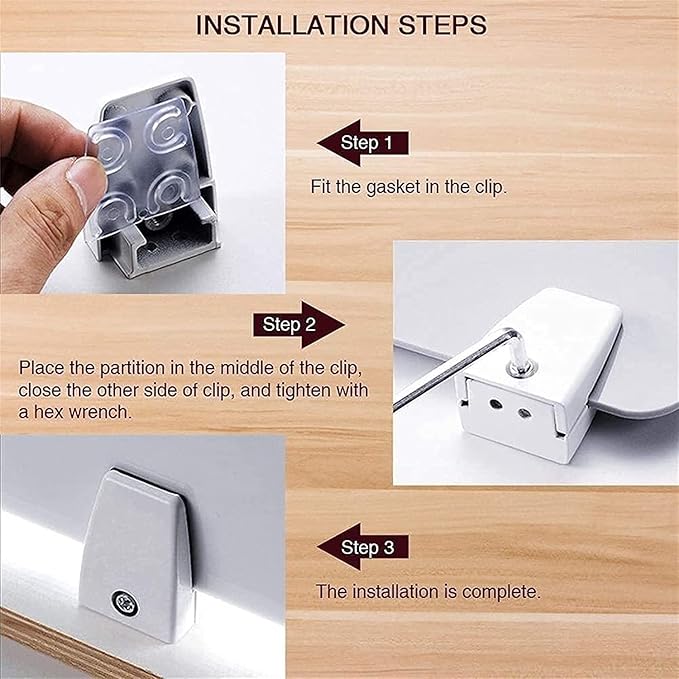 4PCS Desk Dividers Office Partitions, Privacy Desk Panel Protective, Frosted Acrylic Plexiglass Shield with Clamps for Offices Schools Call Centers - 23.6”L X15.8”W