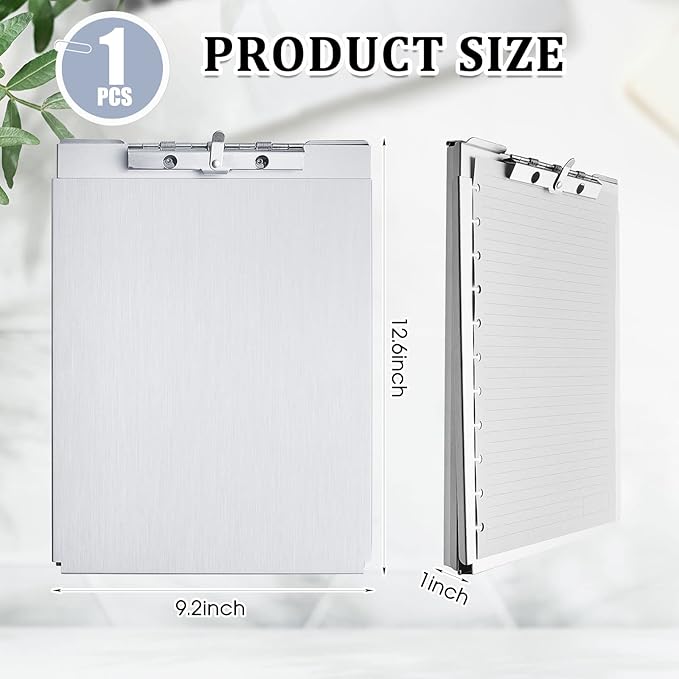 Henoyso Metal Storage Clipboard Bulk Heavy Duty Aluminum Clip Board for Teacher Contractor Medical Construction Office School Classroom, 12.6x9.2x1 Inch, Fit Letter Size 8.5x11 Inch Paper(1 Pcs)