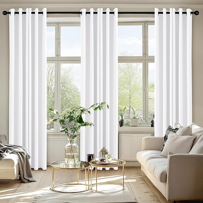 MIULEE Pure White Curtains for Bedroom Living Room 72 Inches Long 2 Panels, Thermal Insulated Room Darkening Drapes Grommet Top Noise Reducing Energy Saving Window Treatments W40 x L72 Inch