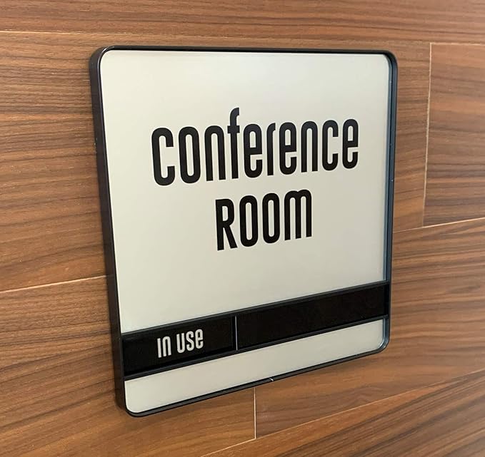 NapTags Conference Room Slider Signs (Silver - Black Frame, 8" x 8")