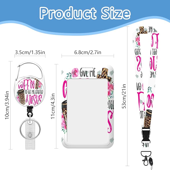 Id Badge Holder with Lanyard, Coffee Badge Reel Retractable Heavy Duty and Detachable Name Tag Clips, Funny Teacher Lanyards for Id Badges, Nurse Worker Office Gifts