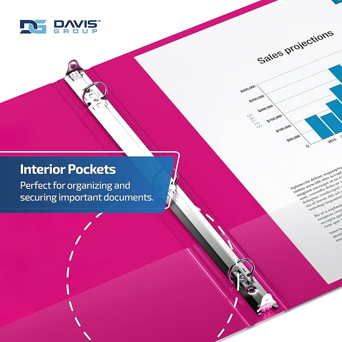 Premium Economy 6-Pack 3-Ring Binders for School or Office, Round-Ring Binders, 1 Inch, Pink