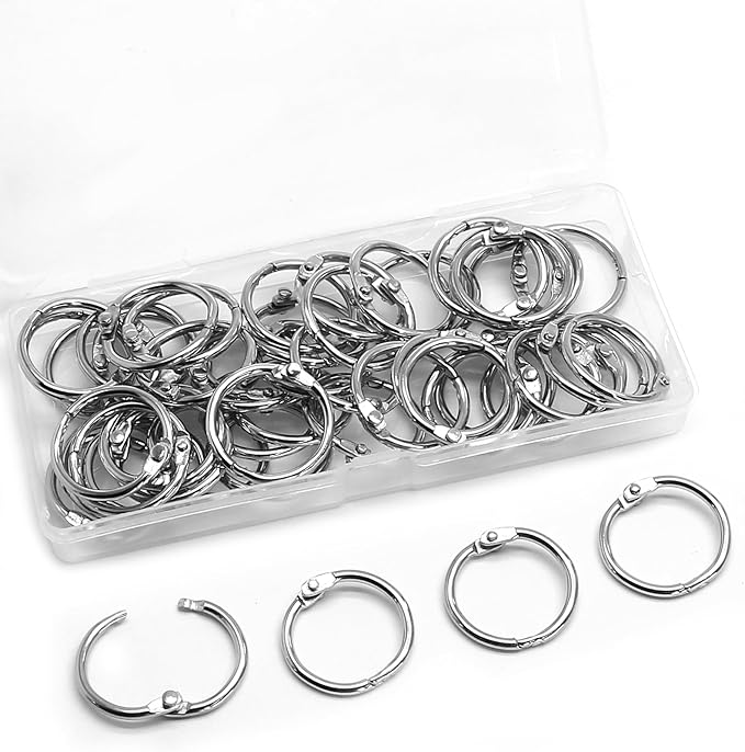 Luomorgo 50 Pcs 3/4 Inch Binder Rings, Nickel Plated Metal Book Rings Silver Paper Rings, Heavy Duty Loose Leaf Binder Rings, Index Cards Rings, Key Rings for Office, Home, School