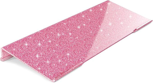 Ergonomic Computer Keyboard Stand - 17 Inch Glitter Pink Acrylic Keyboard Riser for Desk Tilted Keyboard Holder Tray with Non-Slip Strip for Home Office Easy Typing & Working