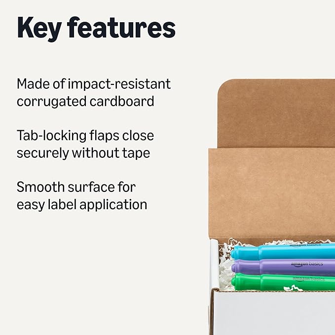 Amazon Basics Cardboard Shipping Boxes, Mailer Boxes, 50 Pack, White, 6" x 4" x 3"