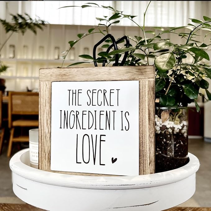 The Secret Ingredient Wooden Sign - Love Decor for Kitchen & Home, Warm Tabletop Gift