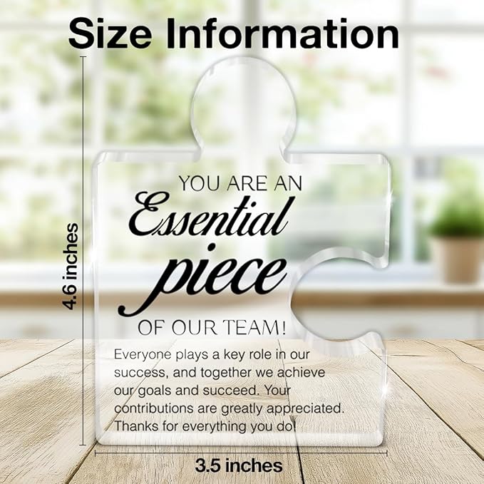 Team Appreciation Gifts Thank You Gift for Coworkers Colleagues Employees, Best Team Ever Gifts You Are an Essential Piece Acrylic Puzzle Piece Plaque Office Decor