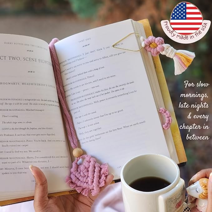 Set of 3 Whimsical Bookmark | Book tabs Classroom Must Haves Crochet Flower Bookmark Paper Clips Bullet Journal Tassels for Bookmarks Cute Things Teacher Must Haves